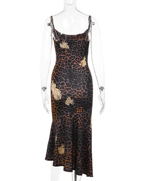 Sexy Leopard Print Halter Dress