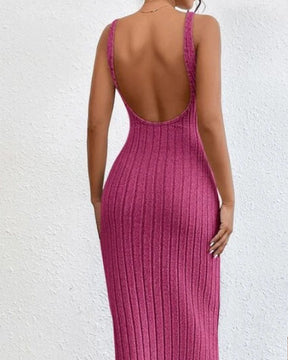 Ribbed Pit Knit Backless Dress