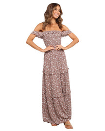 Small Floral Print Fresh and Sweet Breast-Wrap Long Dress