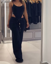 Slim Backless JumpsuitLoose Pants Set(Pre-Sale)