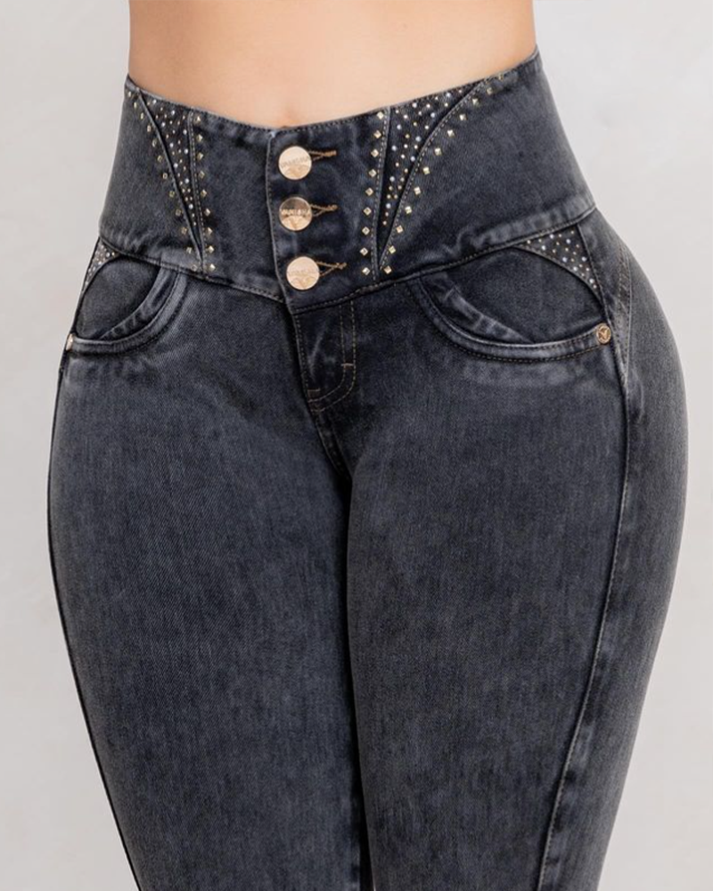 Skinny High-Waisted Jeans Decorated (Pre-Sale)