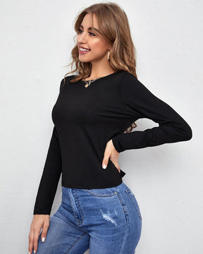 Hollow Backless Running Breathable Long-Sleeved Knitted Top