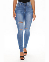 High Waist Slim Fit Ripped Jeans