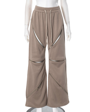 Stylish Multi-Zip Loose Pants