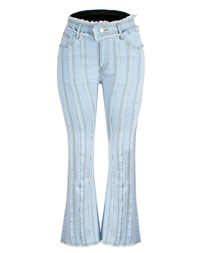 Elastische Jeans mit Wollkanten