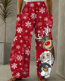 Pantalones casuales con estampado navideño