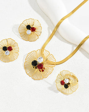 Zirconia Flower Jewelry Set