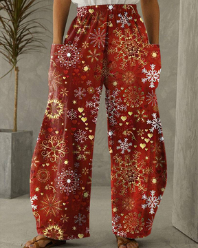 Pantalones casuales con estampado navideño