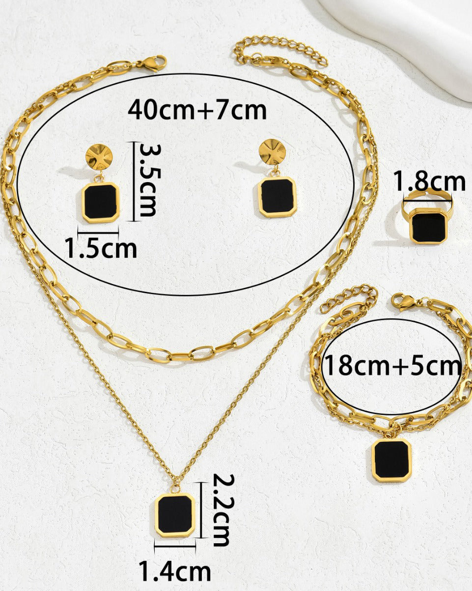 Black Square Jewelry 4-Piece Set