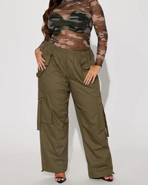 Multi-Pocket Elasticated Waist Cargo Pants