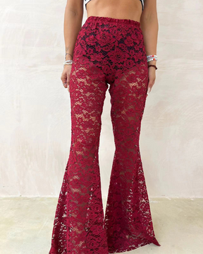 Vintage Lace Embellished Trousers