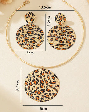 Leopard Print Necklace and Earrings Set