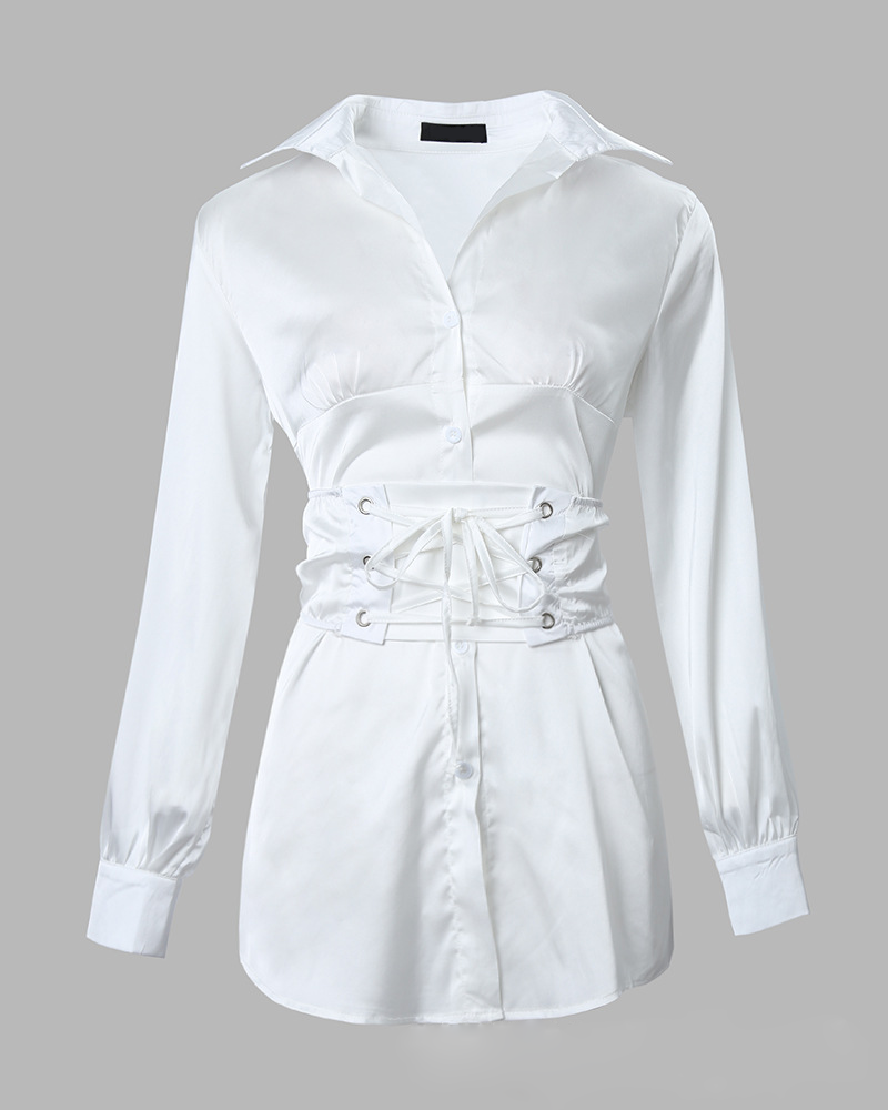 White Tieted Shirt Dress