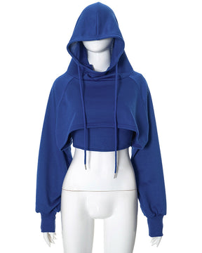 Thickened Drawstring Hooded Sweatshirt and Vest Two Piece Set