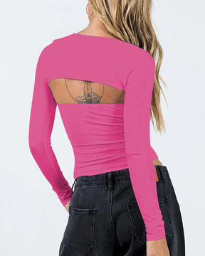 Y2K Tube Top Waist T-Shirt Long Sleeve Tight Blouse