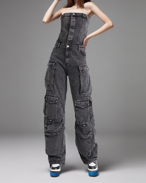 Braided Multi-Pocketed Broken Clothes Jumpsuits