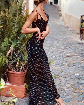 Strappy Mesh See-Through Back Strappy Long Dress