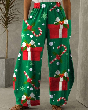 Pantalones casuales con estampado navideño