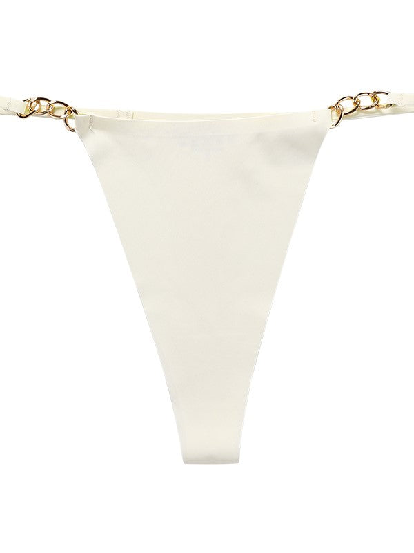 Sexy Non-marking One-Piece Metal Ring Cotton Crotch Breathable Panties