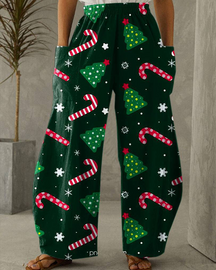 Pantalones casuales con estampado navideño