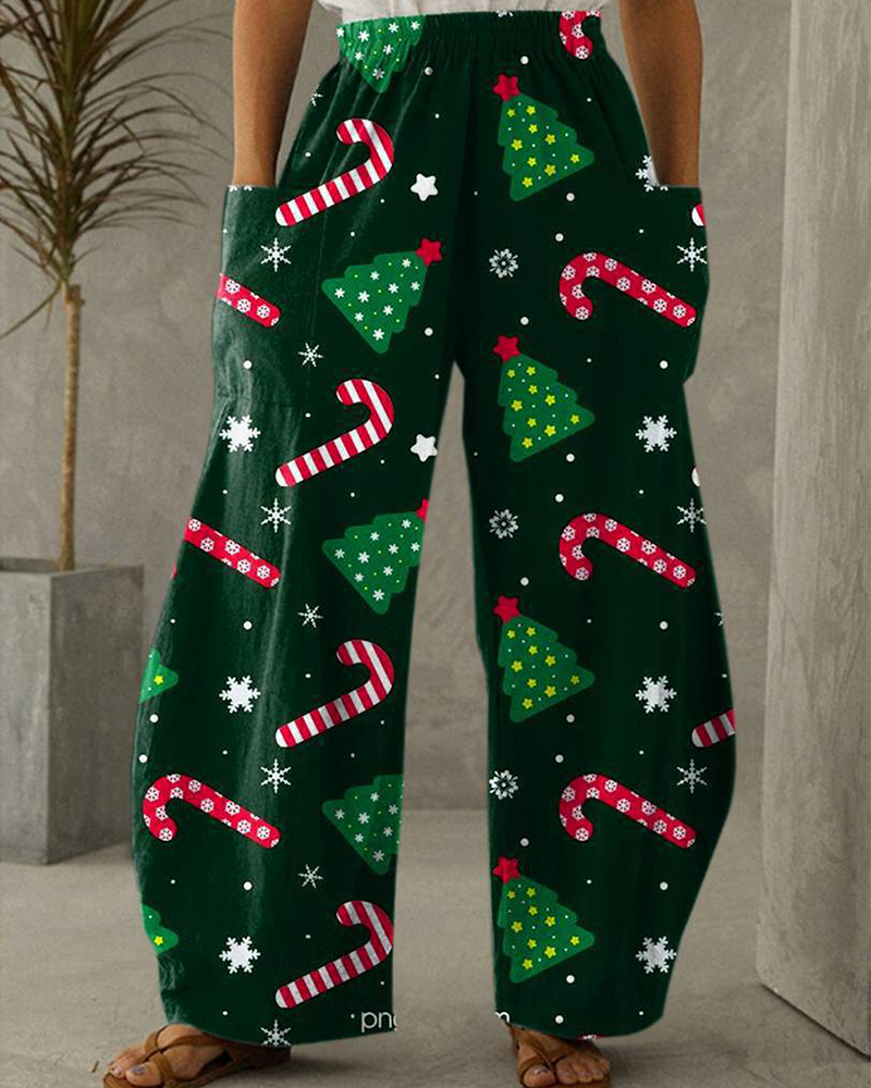 Christmas Printed Casual Trousers