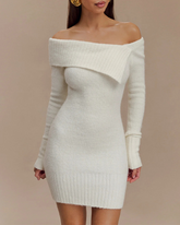 Knitted Slim Skirt With A Straight Neckline