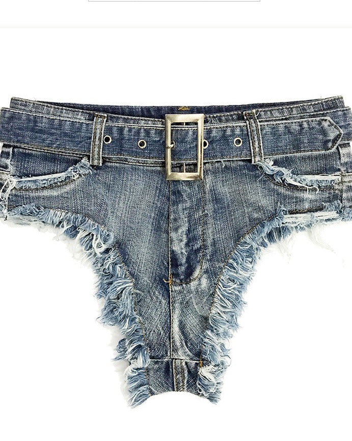 Sexy zerrissene Denim-Shorts mit niedriger Taille für Damen 