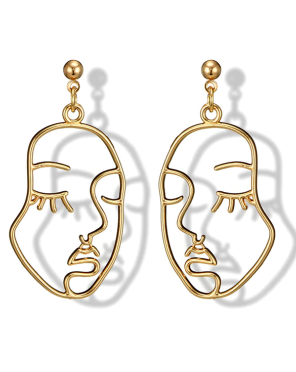 Fashion Creative Face Beaded Decorate Hollow Earrings