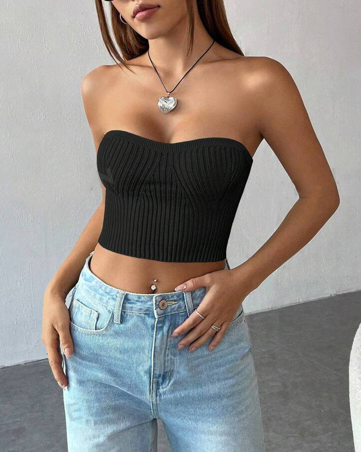 Hollow Tube Top Tight Knitted Vest