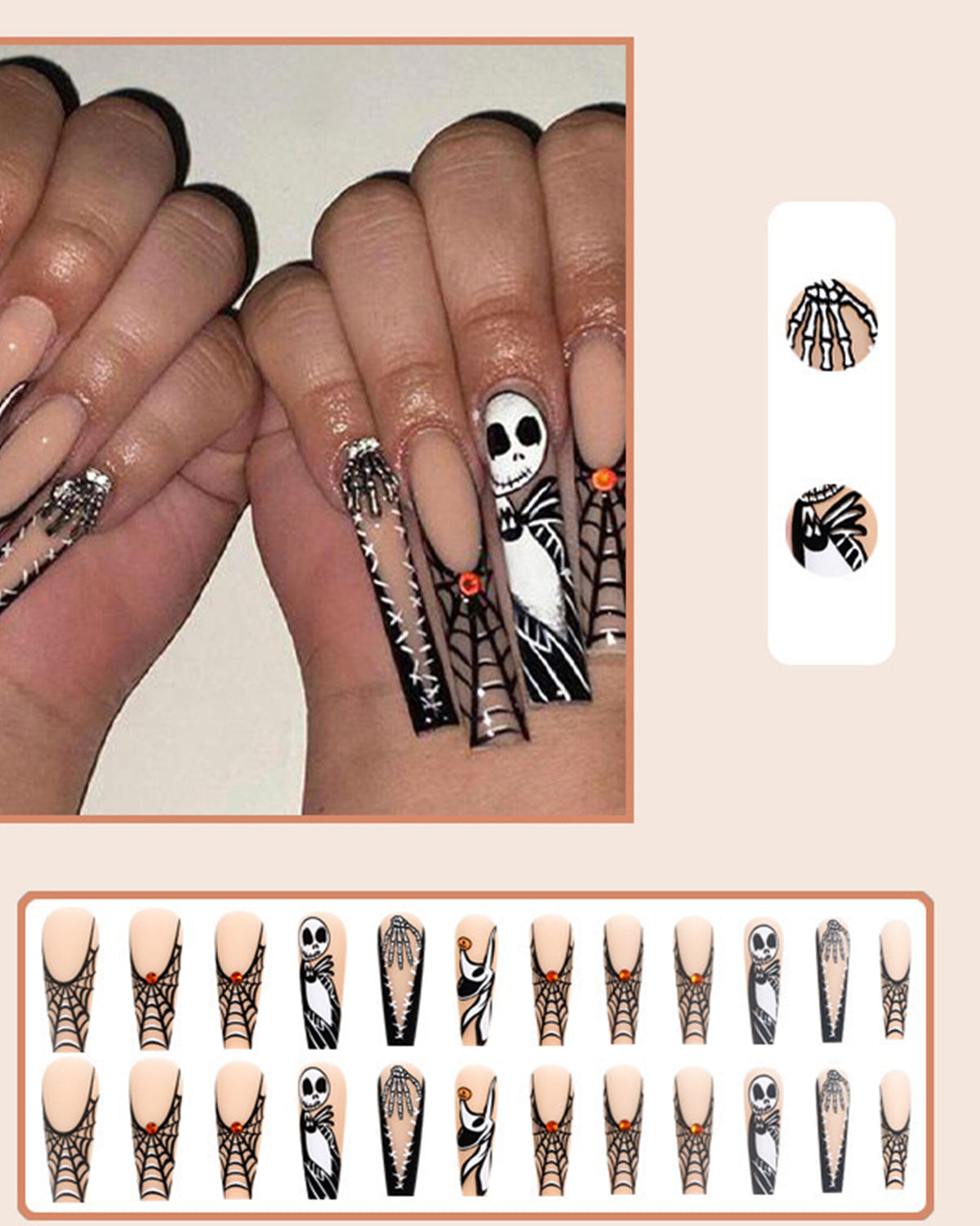 Pegatina para uñas con cara de Halloween