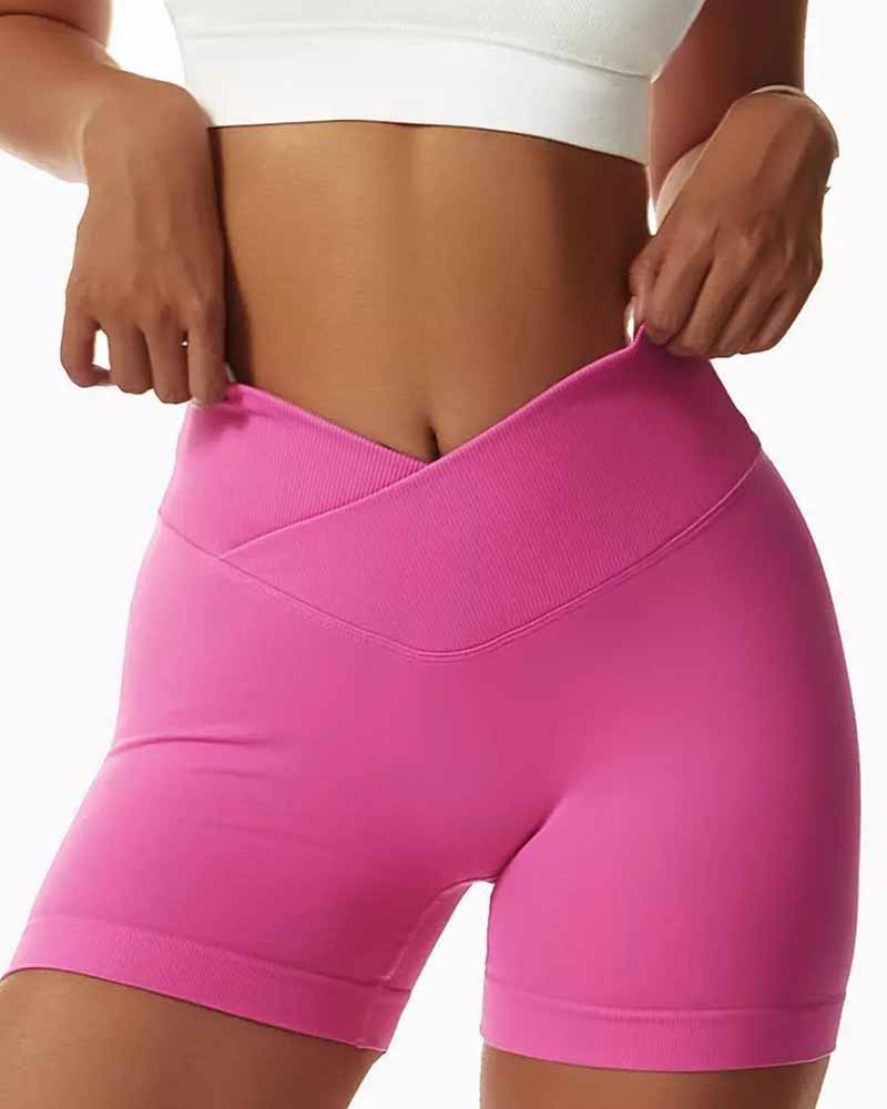 Pantalones cortos de yoga de tres cuartos ajustados a tope de melocotón