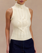 High Collar Sleeveless Sweater Vest