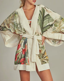 Beach Print Swimsuit and Cover-Up