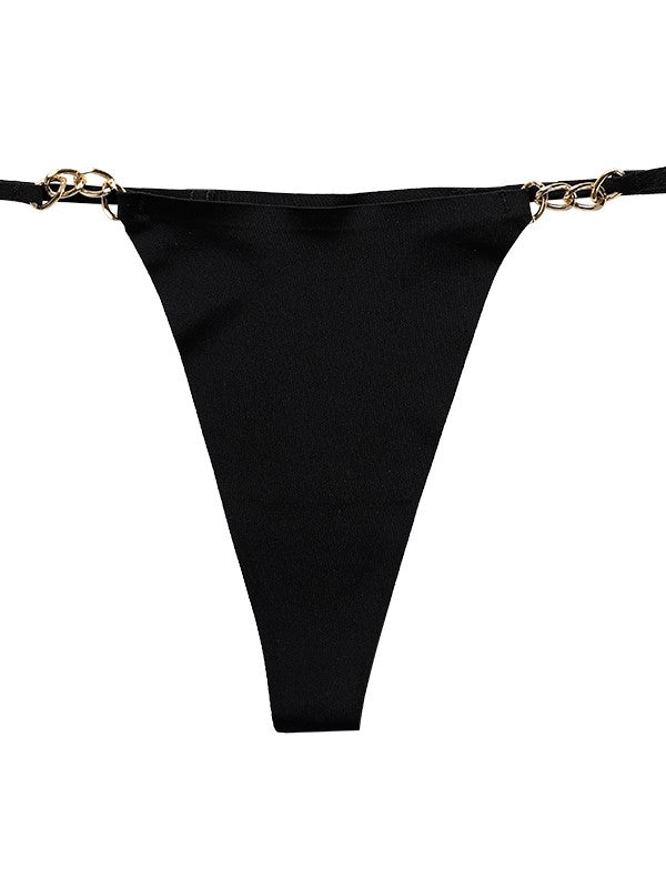 Sexy Non-marking One-Piece Metal Ring Cotton Crotch Breathable Panties