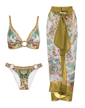 Vintage Court Floral Print Bikini And Cover up