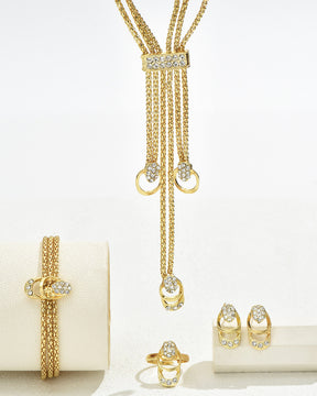 Simple Necklace and Earrings Set Set With Artificial Diamonds