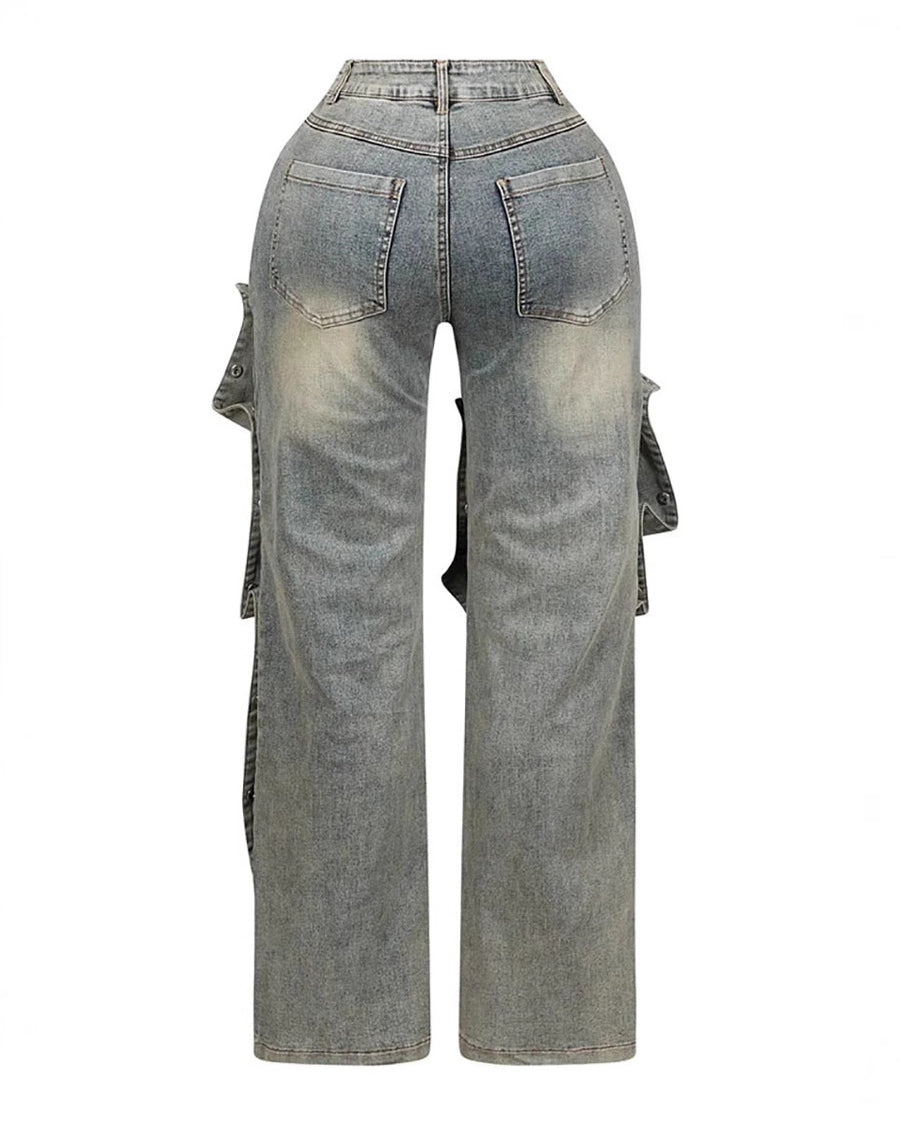 Detachable Concealed Buttoned Irregular Jeans (Pre-Sale)