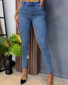 Rhinestone Slim-Fit Jeans (Pre-Sale)