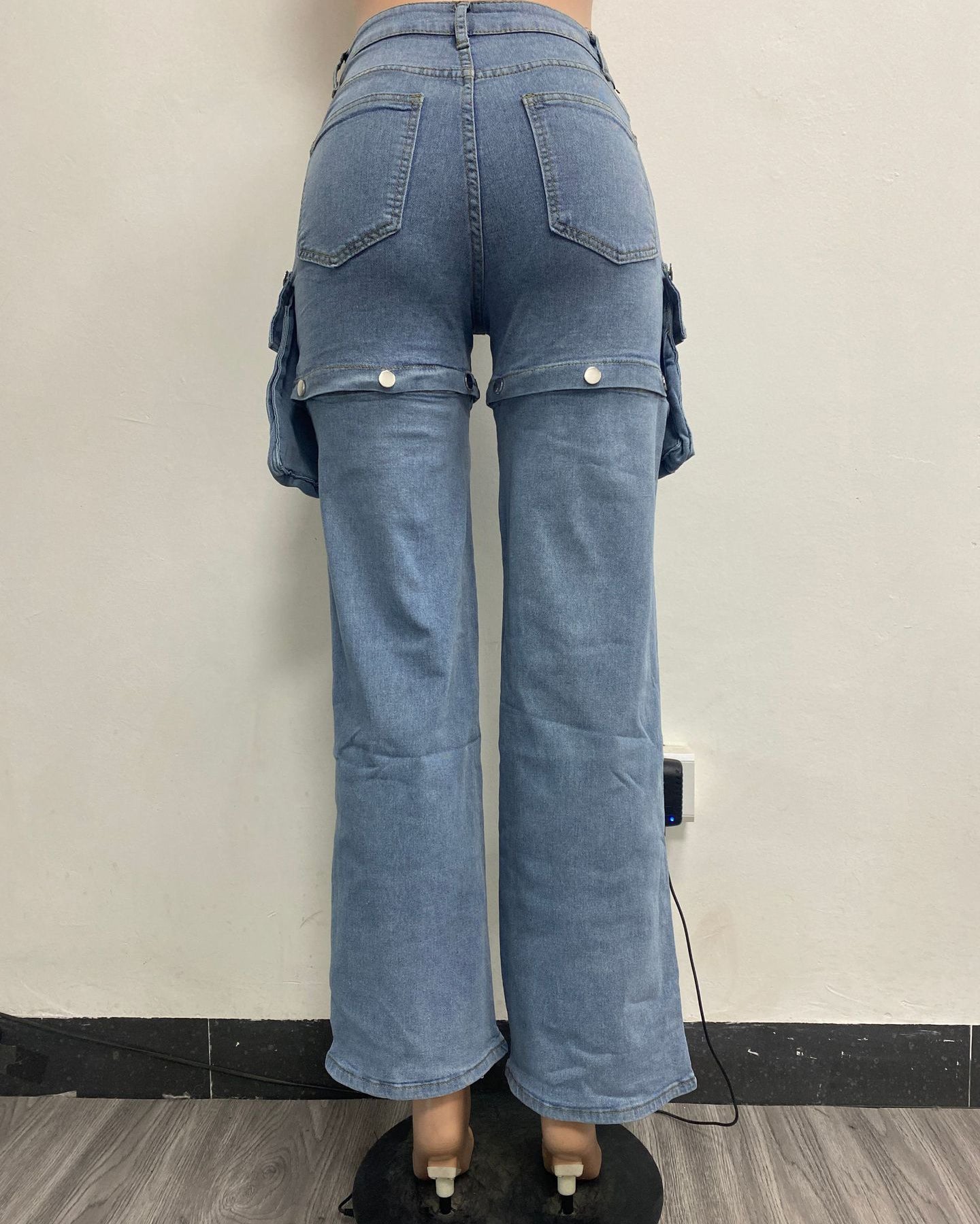 Casual Elastic Button Detachable Jeans