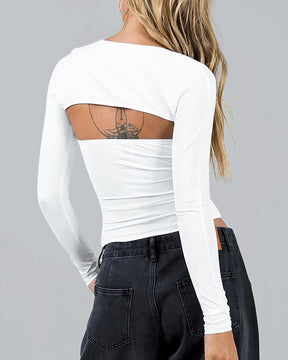 Y2K Tube Top Waist T-Shirt Long Sleeve Tight Blouse