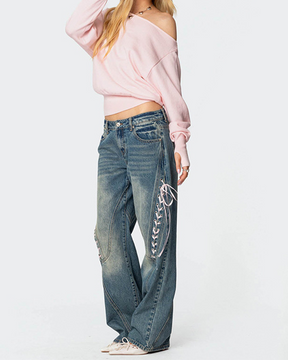 Lined Jeans At Low Waist