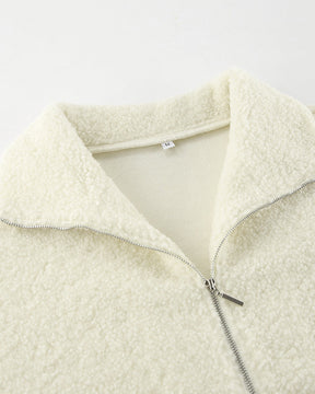 Knitted Casual Lambswool Small Stand Collar Plush Sweatshirt