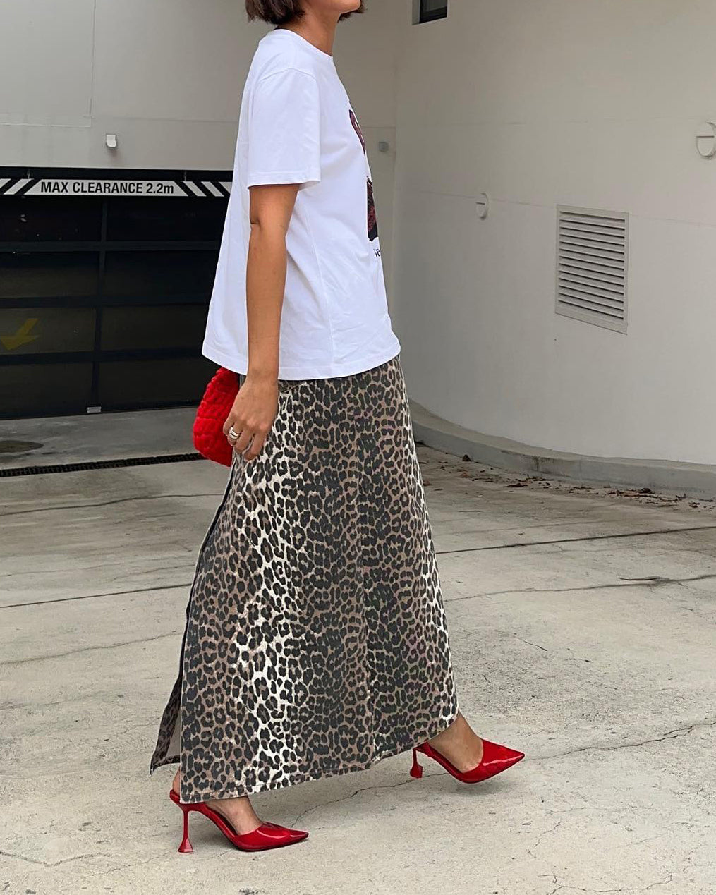 Pure Cotton Leopard Print Straight Skirt