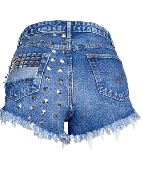 Zerrissene Jeansshorts mit Nieten