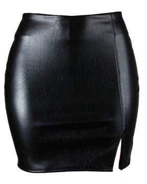 High Waist Hip Lift Pu Leather Skirt