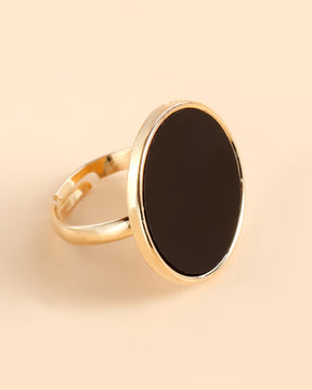 Anillo ajustable de imitación de nácar negro redondo 