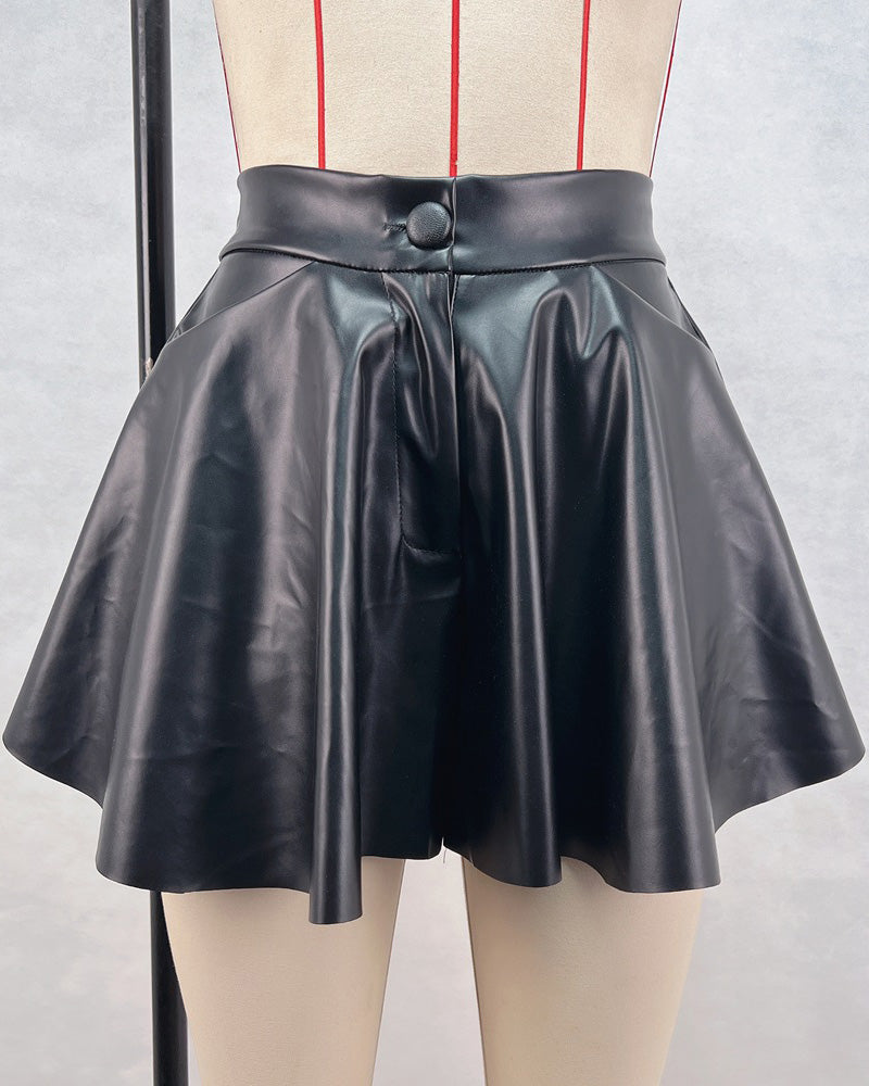 High Waist Pu Leather Pants Skirt