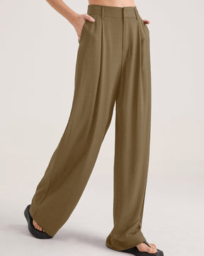 Oversized High Waisted Pleat Front Trousers