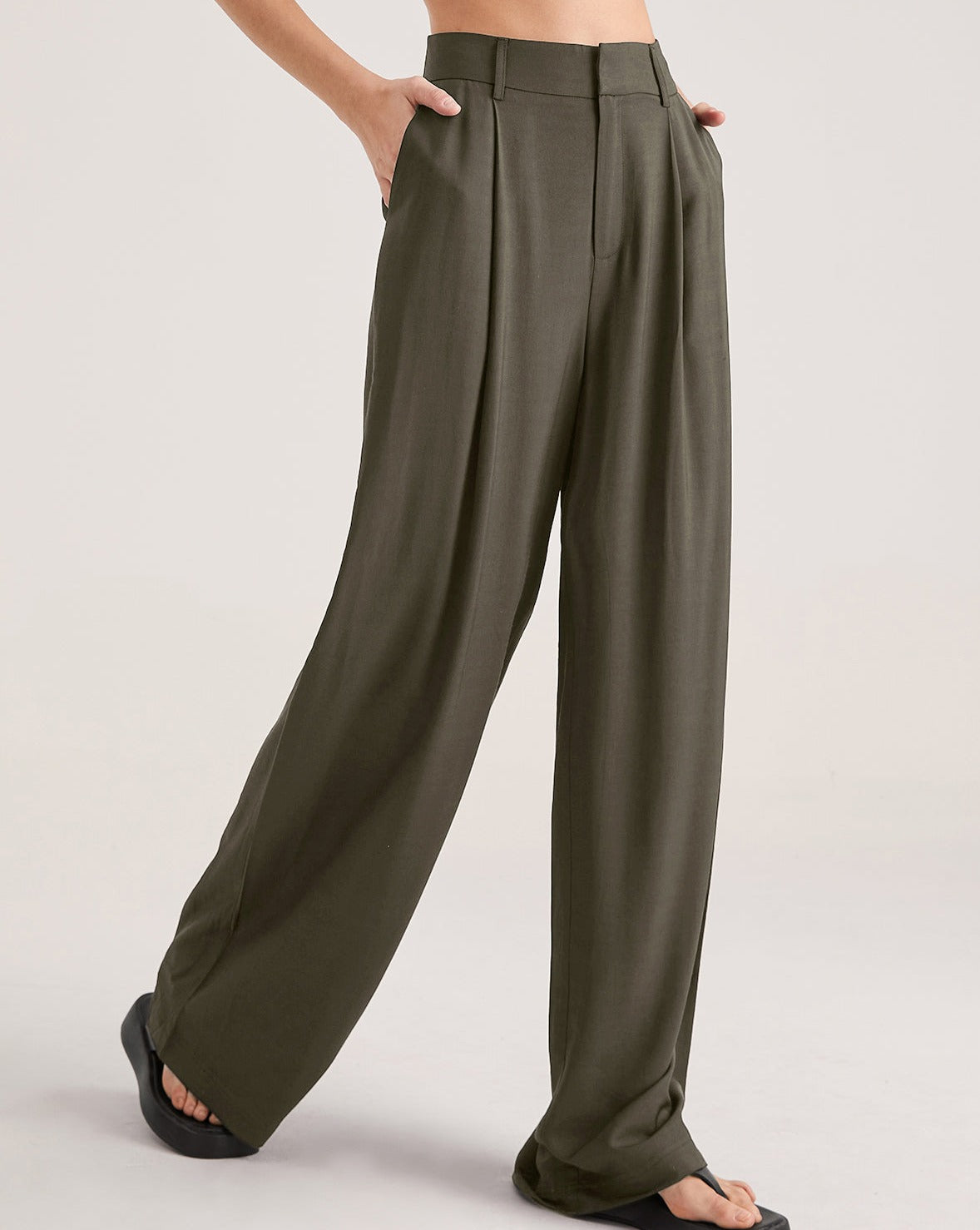 Oversized High Waisted Pleat Front Trousers