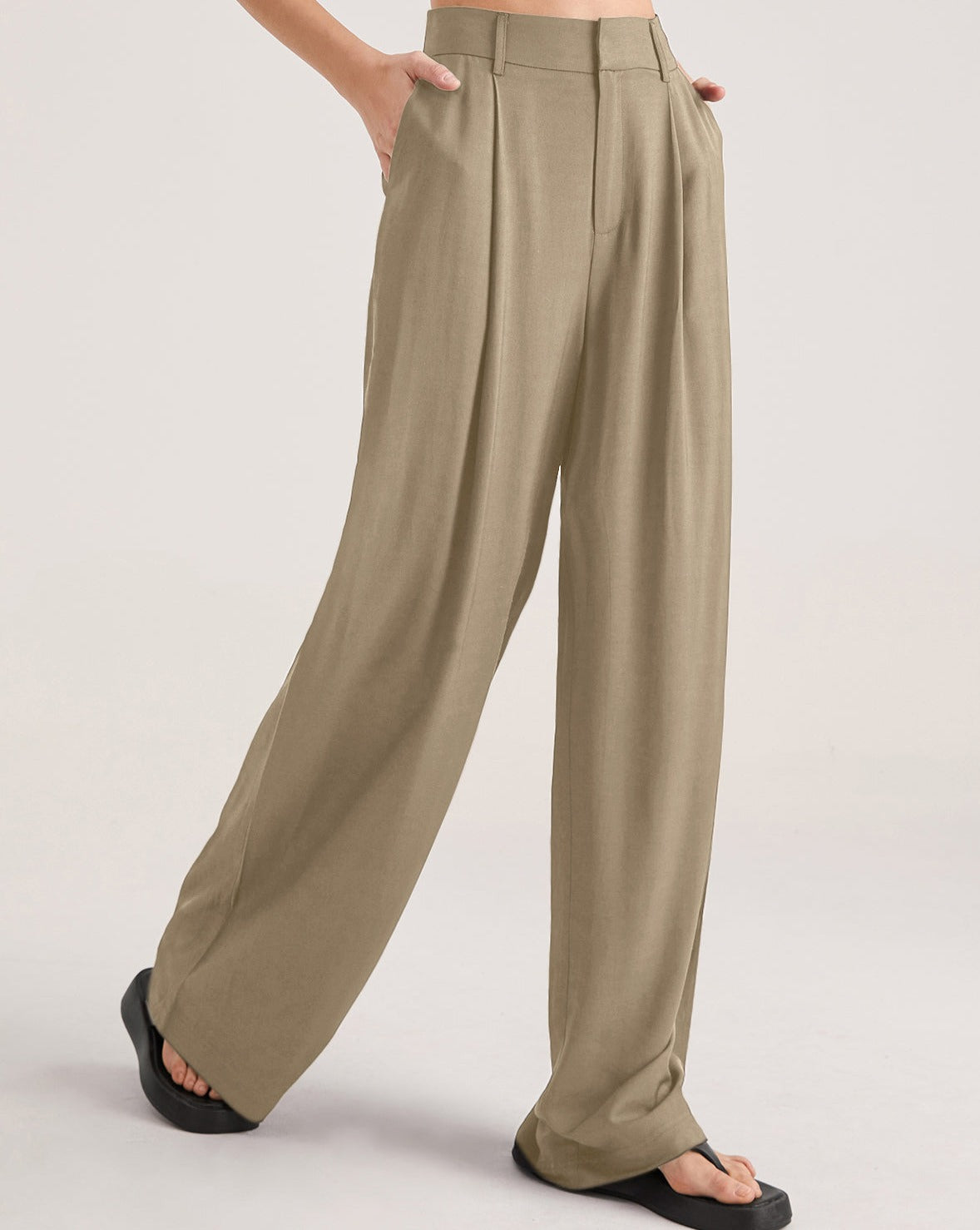 Oversized High Waisted Pleat Front Trousers